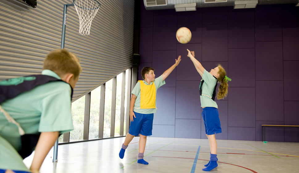 Students playing netball